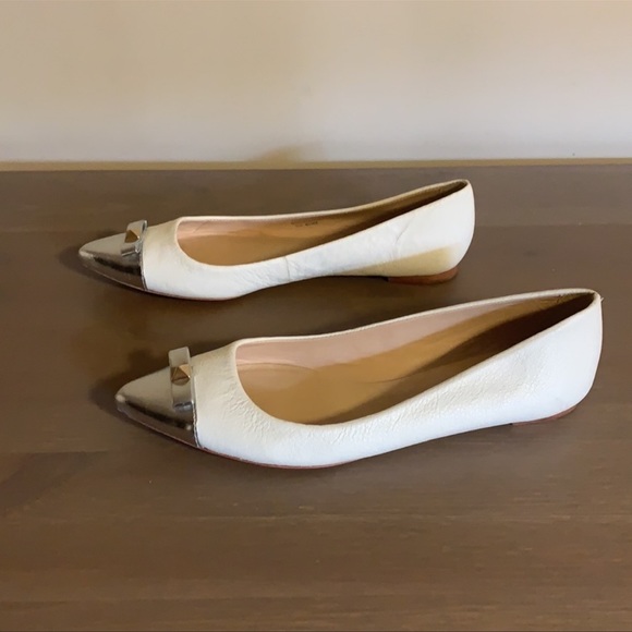 Kate Spade White and Silver Toned Leather Flats - Women’s Size 6.5 - Picture 3 of 9